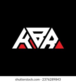 KBR triangle letter logo design with triangle shape. KBR triangle logo design monogram. KBR triangle vector logo template with red color. KBR triangular logo Simple, Elegant, and Luxurious design.