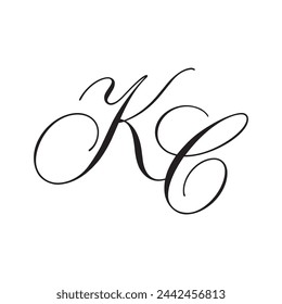 KC Caligrafía Monograma Letras iniciales Logo