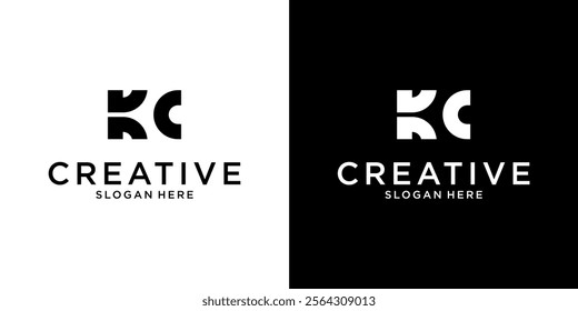 KC or CK initial letter logo design vector