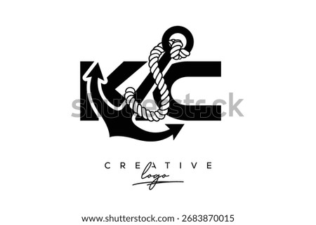 KC Creative Monogram Latter Logo with Anchor and Rope Design
