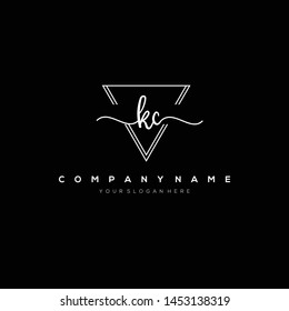 KC handwriting initial logo template vector.