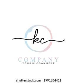 KC handwritten initial logo vector logo template with brush