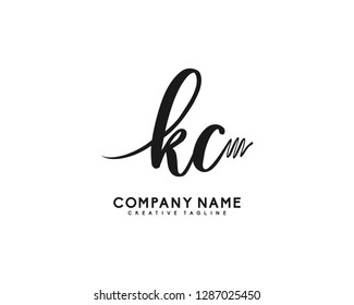 KC Initial Handwriting Logo Template Vector