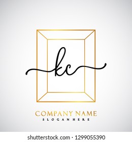 KC Initial Handwriting logo template vector