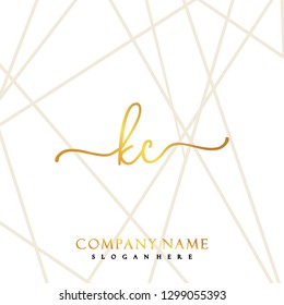 KC Initial Handwriting logo template vector