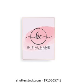 KC Initial handwriting logo vector. Hand lettering Watercolor background for designs.