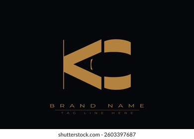 KC initial letter logo design. Letter K and C luxury alphabet letter logo icon template