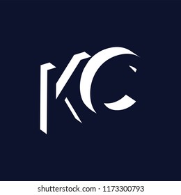 KC initial letter with negative space logo icon vector template