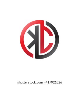 KC initial letters looping linked circle logo black red