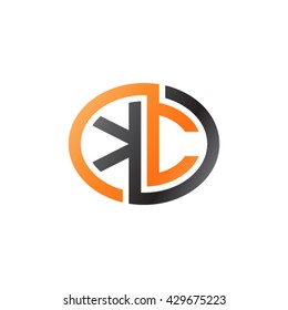 KC initial letters looping linked ellipse logo orange black