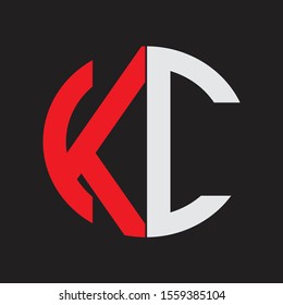 KC Initial Logo design Monogram Isolated on black background