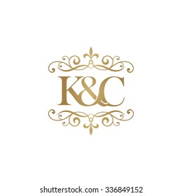 K&C Initial logo. Ornament ampersand monogram golden logo