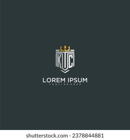 KC initial monogram for crown and shield logo design