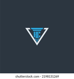 Monograma inicial de KC para ideas del logo de la firma de abogados con diseño de estilo de polígono creativo
