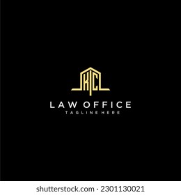 Logo inicial de KC en monograma para oficina de leyes con imagen de diseño de oficina en el hogar