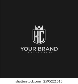 KC initial monogram shield and crown vector image