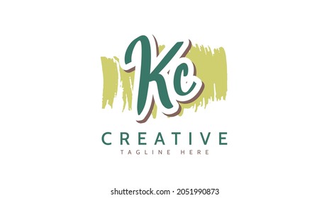 Iniciales de KC, vector de logotipo de escritura a mano