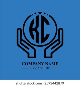 KC initials held within hands, symbolizing trust and protection. The circle represents unity, while stars highlight excellence and ambition.