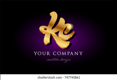 kc  k c alphabet combination letter logo in gold golden 3d metal beautiful typography suitable for banner brochure design