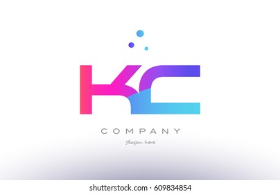 kc k c  creative pink purple blue modern dots creative alphabet gradient company letter logo design vector icon template
