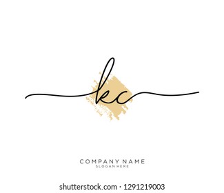 KC K C Initial handwriting logo template