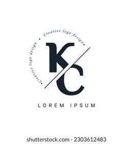 KC Letter Logo Design with a Creative Cut. Creative logo design