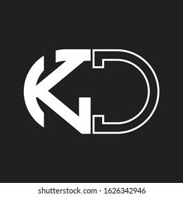 KC Letter logo monogram with oval shape negative space design template