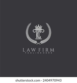 Logo de monograma de la letra KC para la firma de abogados con diseño de imagen de la corona del pilar