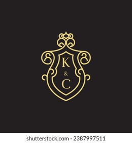 KC line vintage initial logo in high quality professional design that will print well across any print media