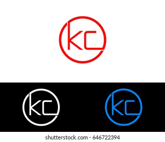 Kc Logo. Letter Design Vector with Red and Black Gold Silver Colors
