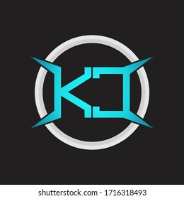 Monograma del logotipo KC con plantilla de diseño de forma circular y de cuatro ejes