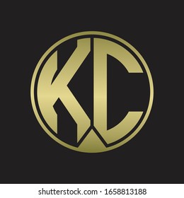 KC Logo monogram circle with piece ribbon style on gold colors