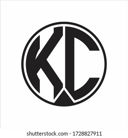 KC Logo monogram circle with piece ribbon style on white background