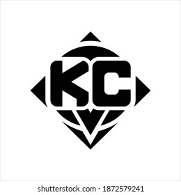 KC Logo monogram with circle shape and square rotate rounded design template on white background
