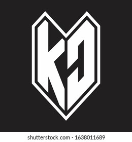 KC Logo monogram with emblem line style isolated on black background