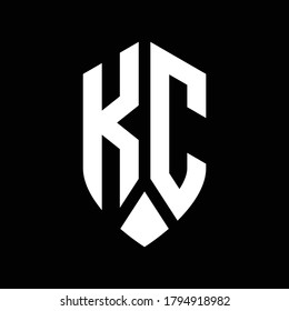 kc logo monogram with emblem shield style design template