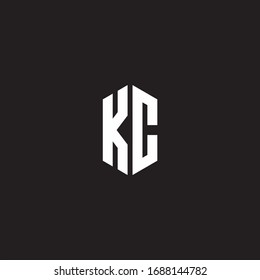KC Logo monogram with hexagon shape style design template isolated on black background