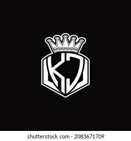 KC Logo monogram with luxury emblem shape and crown design template on black background