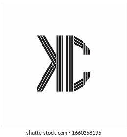 KC Logo monogram outline style linked isolated on white background