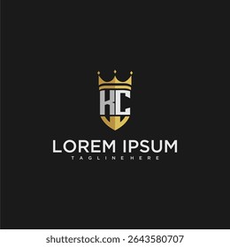 KC carta de luxo monograma para coroa e escudo logotipo design