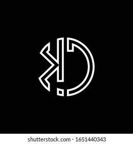 KC monogram logo circle ribbon style outline design template
