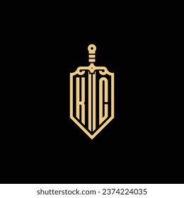 KC vintage shield and sword initial logo in high quality professional design that will print well across any print media