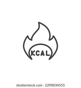 Icono de línea de grabación de Kcal. signo de estilo lineal para concepto móvil y diseño web. Icono de vector de contorno de calorías quemadas. Símbolo de pérdida de peso, ilustración del logotipo. Gráficos vectoriales