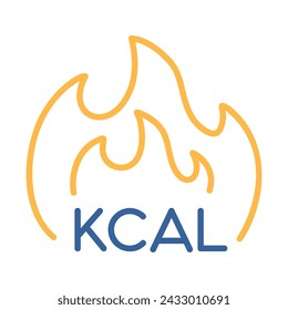 Icono de vector de fuego Kcal. Quemadura de calorías y grasas. Símbolo gráfico para el diseño del sitio web y las aplicaciones de la aptitud y de la pérdida de peso, logotipo, aplicación, UI