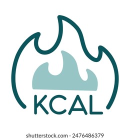 Kcal fire vector icon. Calorie burn, fat burning sign. Graph symbol for fitness and weight loss web site and apps design, logo, app, UI
