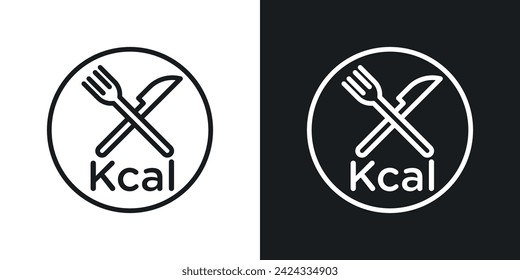 Kcal Icon Designed in a Line Style on White Background. svg