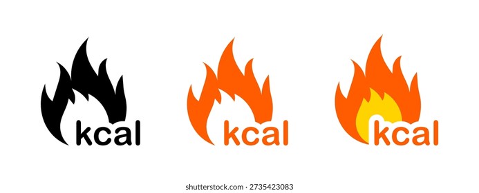 Kcal icon isolated, The fire icon symbolizes weight loss, diet and healthy lifestyle.