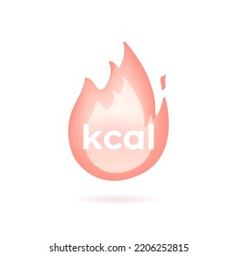 kcal icon, kilocalorie, fat burning 3d symbol vector. svg