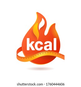 kcal icon - kilocalorie symbolic emblem for food products cover designation - fat burning visual - isolated vector element