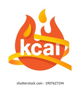 icono de kcal - emblema simbólico kilocalorie para la designación de productos alimenticios - material visual de quema de grasa - elemento vectorial aislado. Ilustración del vector